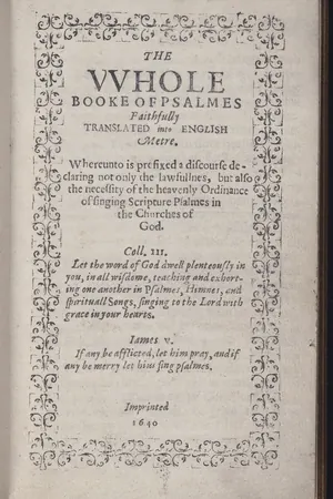 Title page of the Bay Psalm Book, printed in Cambridge, Massachusetts, in 1640