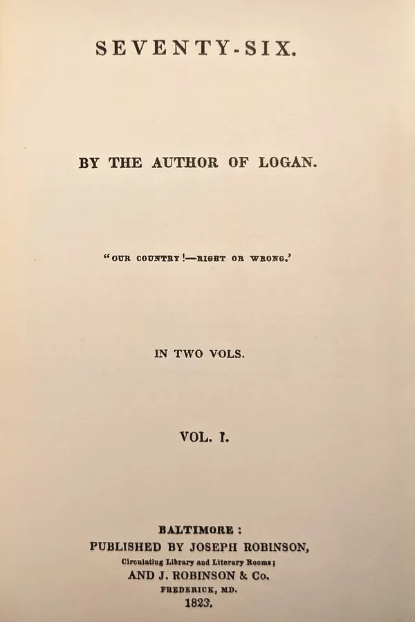 A first-edition title page from 1823, printed in two lines of large and small type