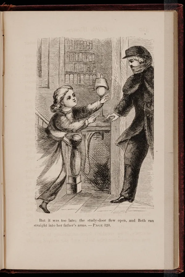 An illustration from the first edition of Little Women, Roberts Brothers, 1868