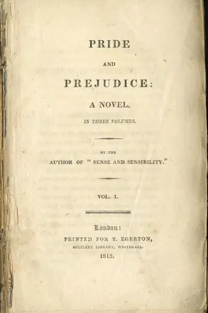 Title page of the first edition of Pride and Prejudice, volume one, London, 1813