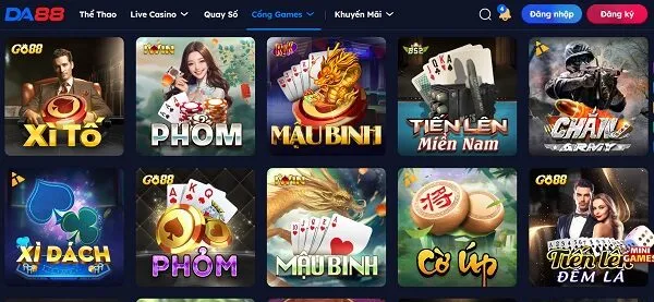 Tại DA88 bạn có thể đánh bài với nhiều tựa game siêu Hot