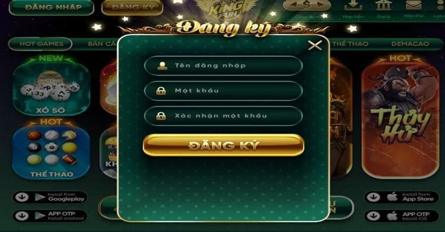 Quy trình đăng ký đã được King Fun tối ưu giúp người chơi thực hiện nhanh chóng