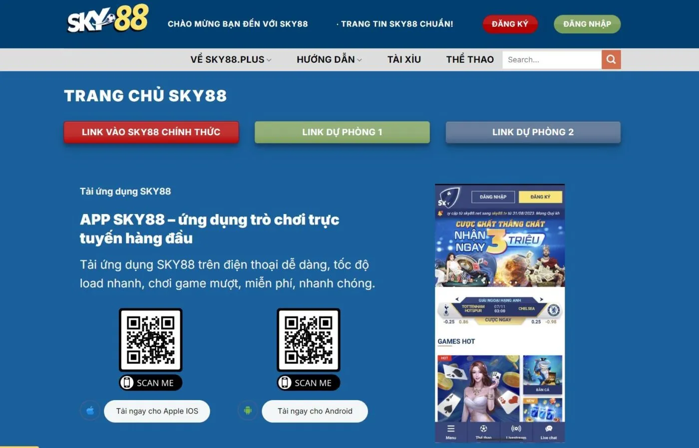 Hướng dẫn tải app SKY88 về thiết bị điện thoại 